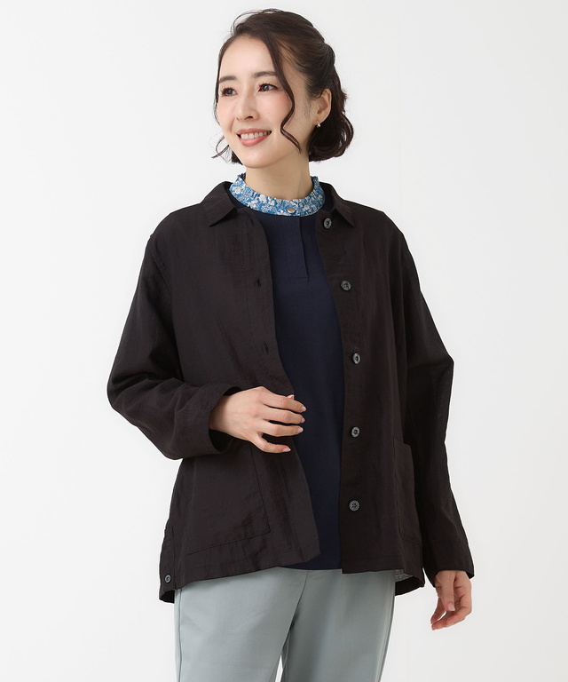 リネンブレンド シャツ ジャケット【手洗いOK】