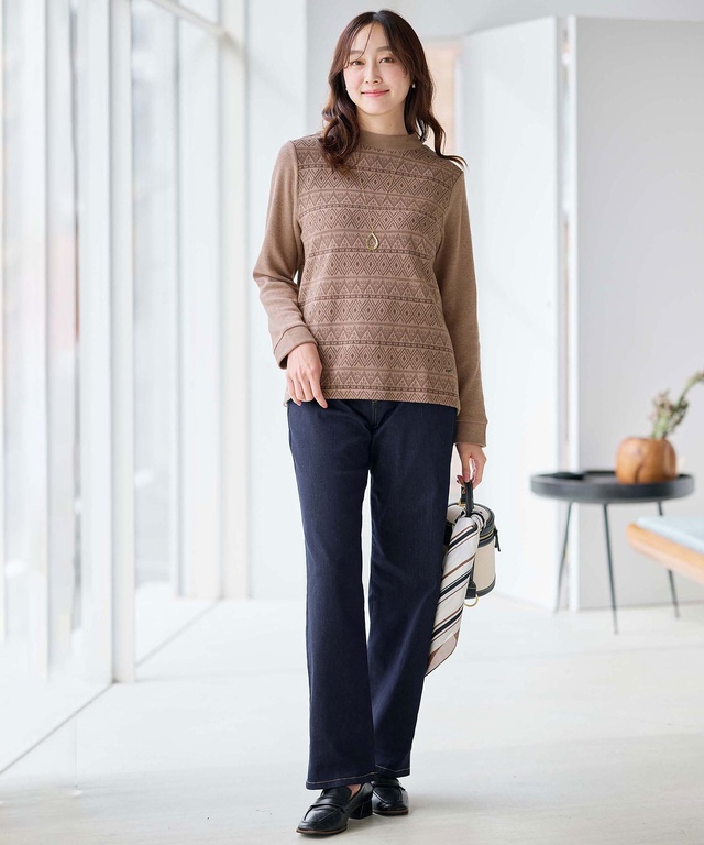 セミワイド ストレッチデニム パンツ