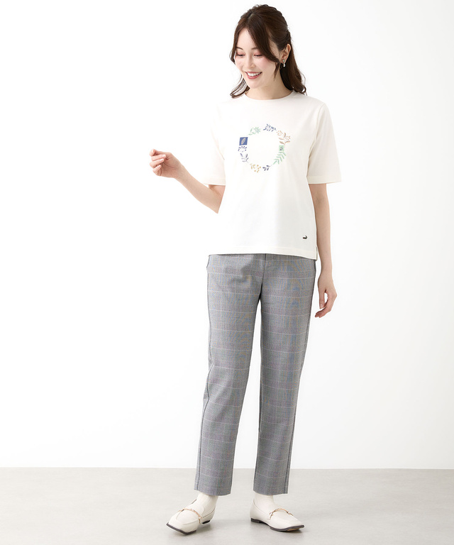 チェック柄 テーパード パンツ