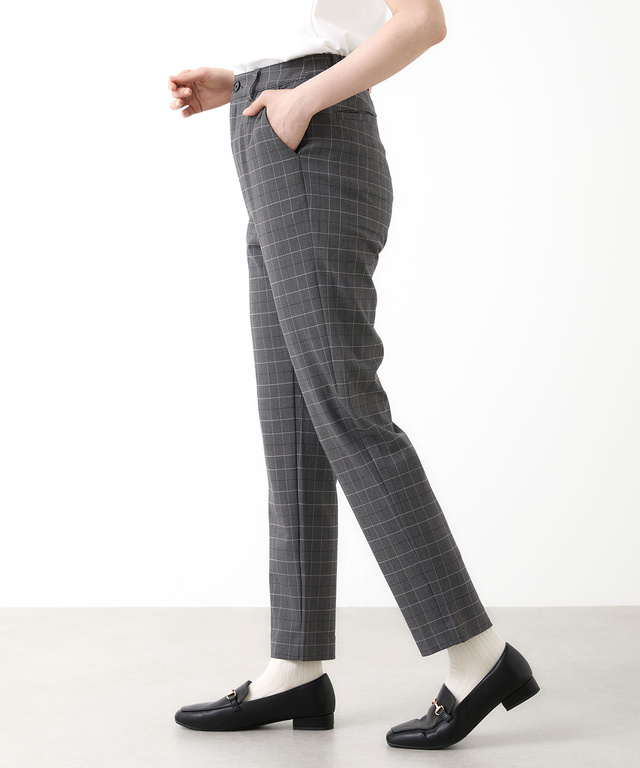 チェック柄 テーパード パンツ