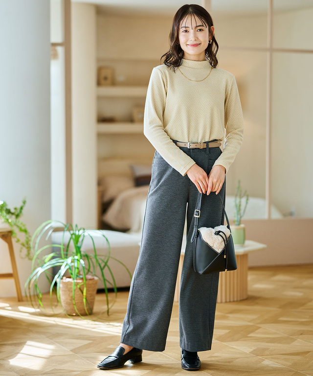 裏起毛 ワイド パンツ