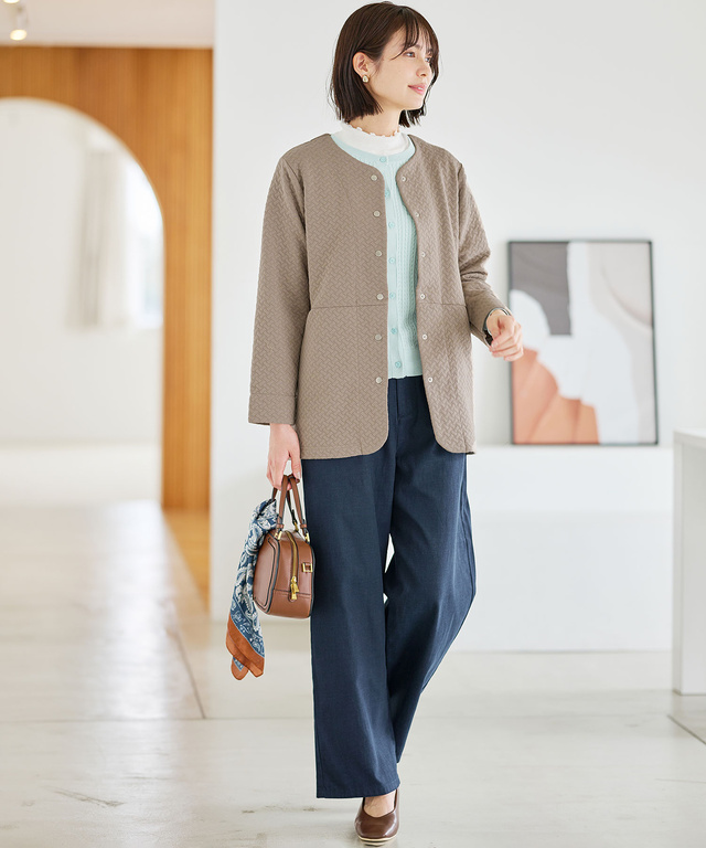 ウエストゴム タック ワイド パンツ