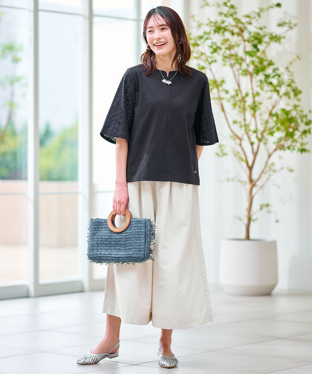 ウエストゴム ガウチョ パンツ