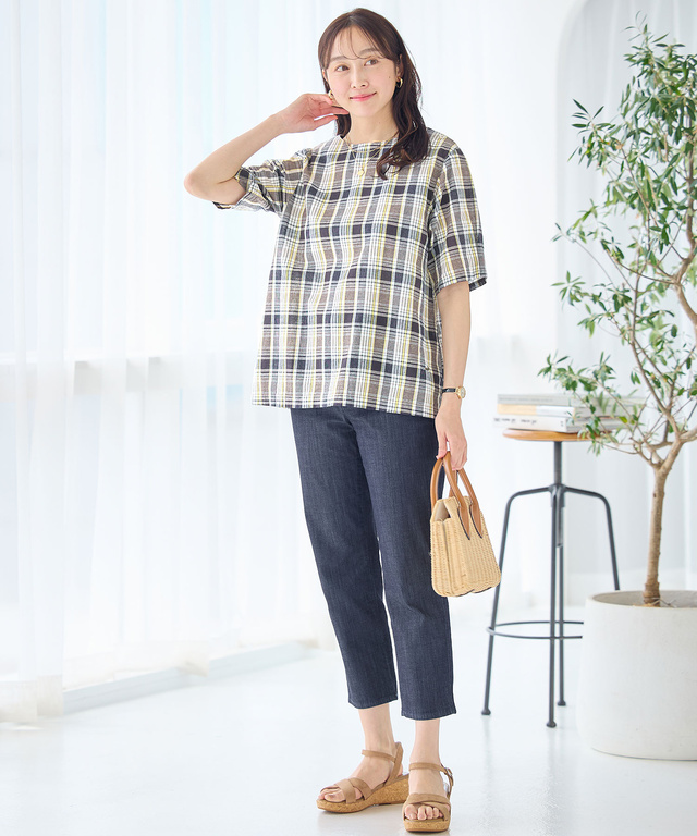 ブリーズデニム 【スリム8分丈】【接触冷感】