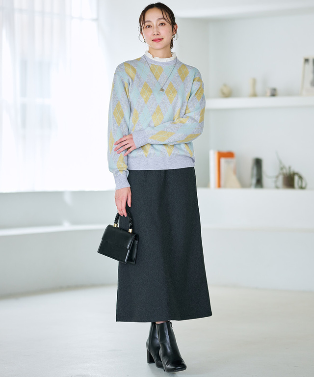 ウエストゴム 裏起毛 スカート