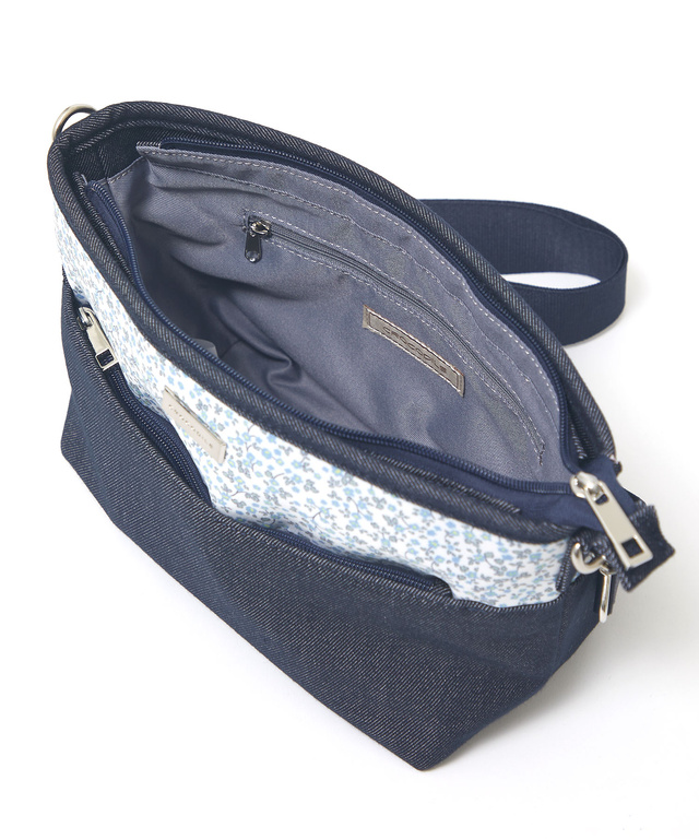 デニム風 小花柄 ショルダーバッグ