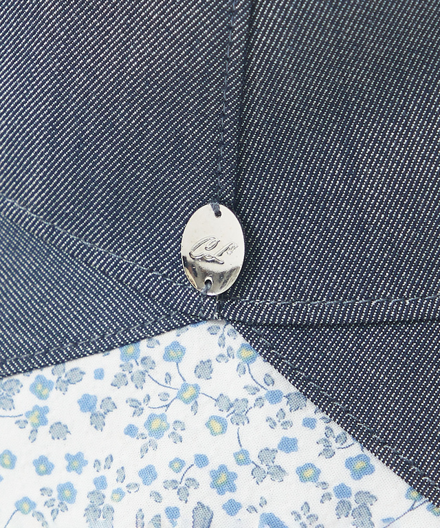 ダンガリー 小花柄 バケットハット【UVカット】【手洗いOK】