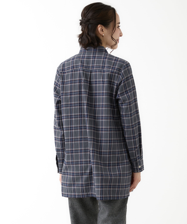 レギュラーカラー チェック柄 チュニック