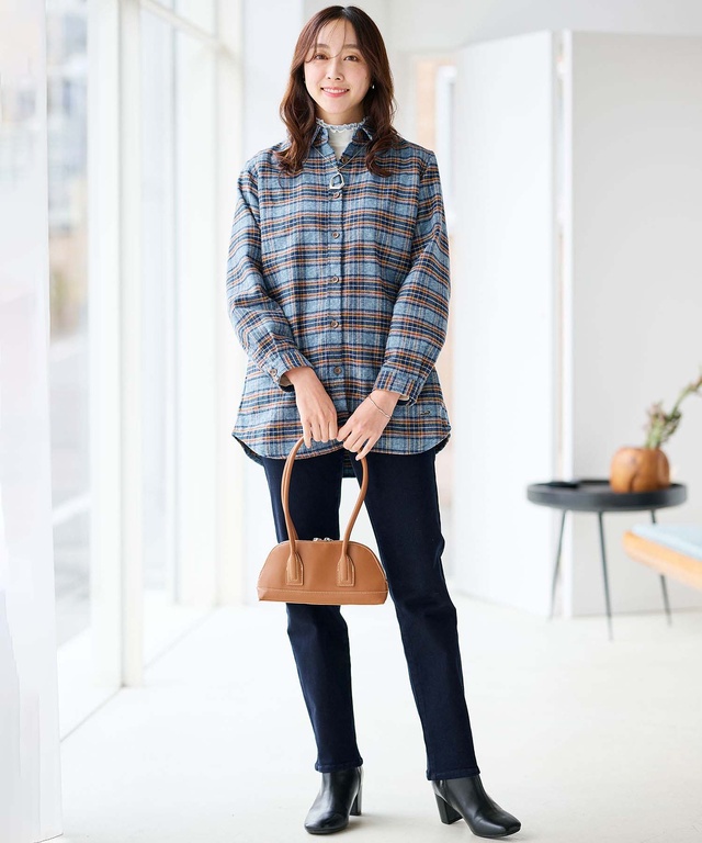 ツイードライク チェック柄 チュニック