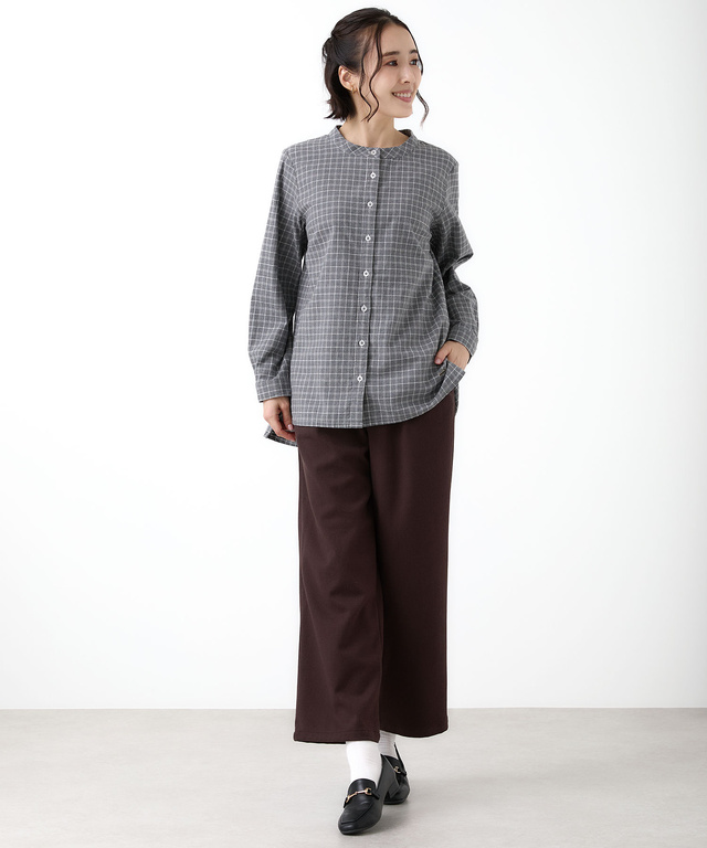 起毛 チェック柄 チュニック