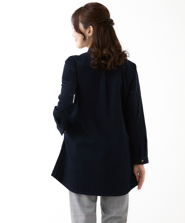 コーデュロイ バンドカラー チュニック【オンラインショップ限定】