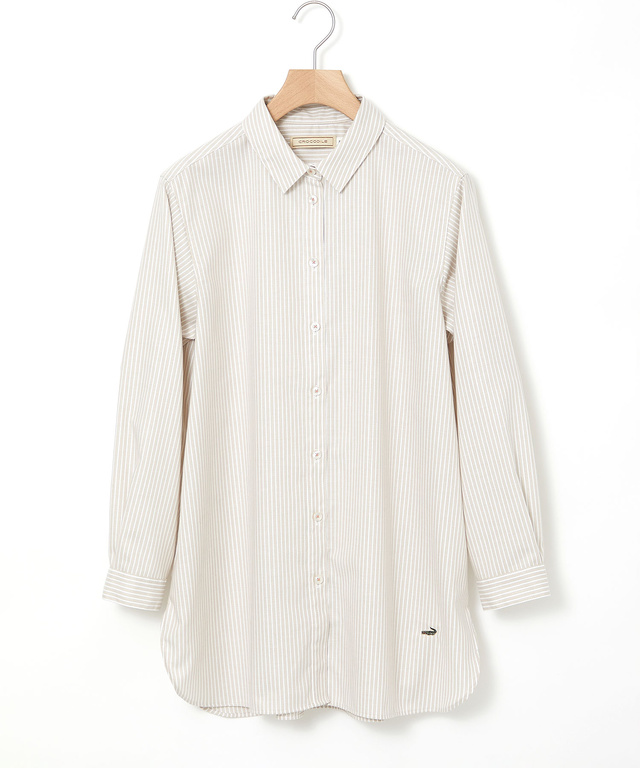 ノンアイロン ストライプ チュニック【シワになりにくい】