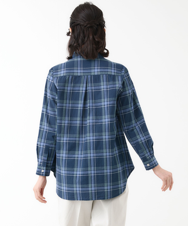 リネンブレンド チェック柄 チュニック