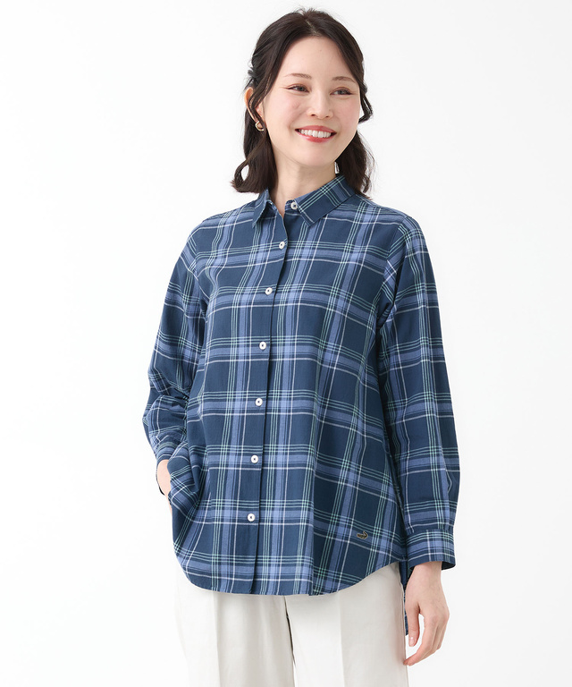 リネンブレンド チェック柄 チュニック