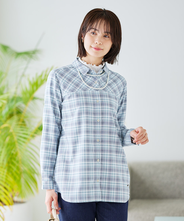 フロント切り替え チェック柄 チュニック【オンラインショップ・一部店舗限定】