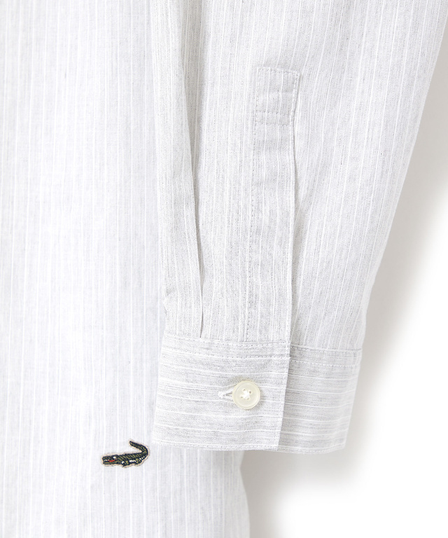 ストライプ切り替え バンドカラー チュニック【オンラインショップ・一部店舗限定】