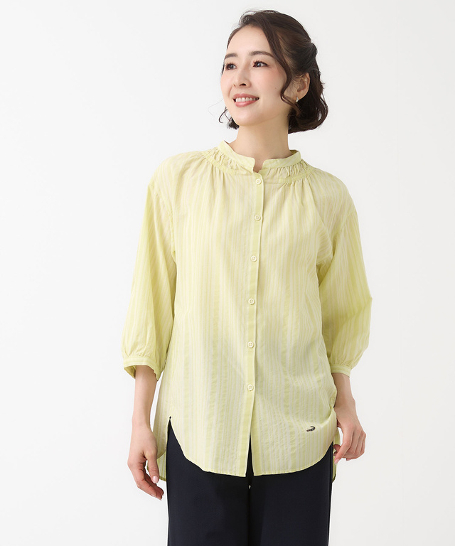 ストライプ ギャザー チュニック