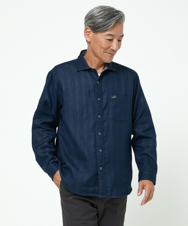 リバーシブル ストライプ柄 シャツ