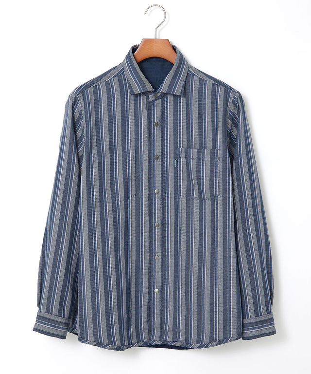 リバーシブル ストライプ柄 シャツ