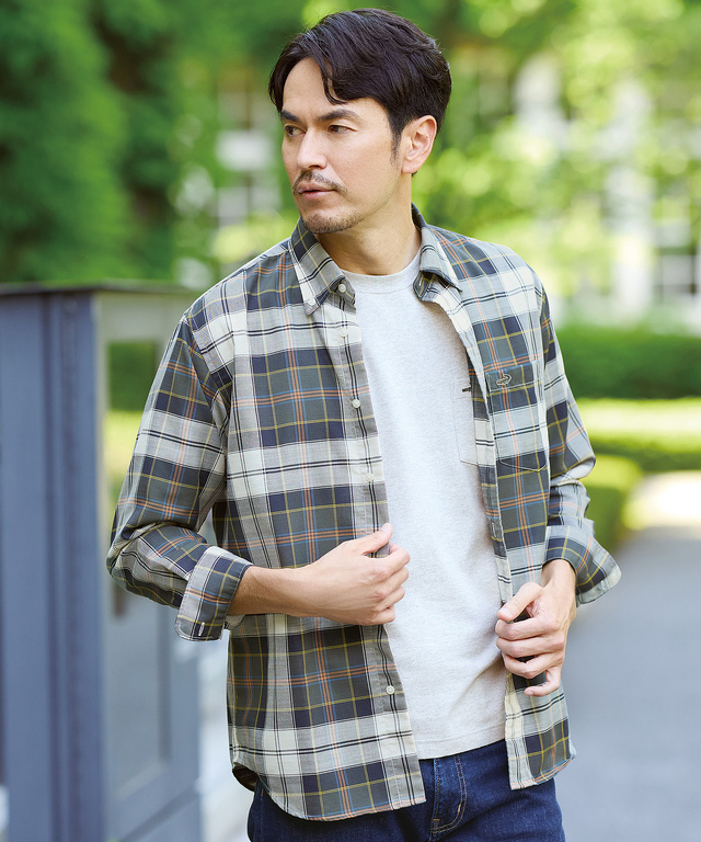 ピケ素材 チェック柄 シャツ