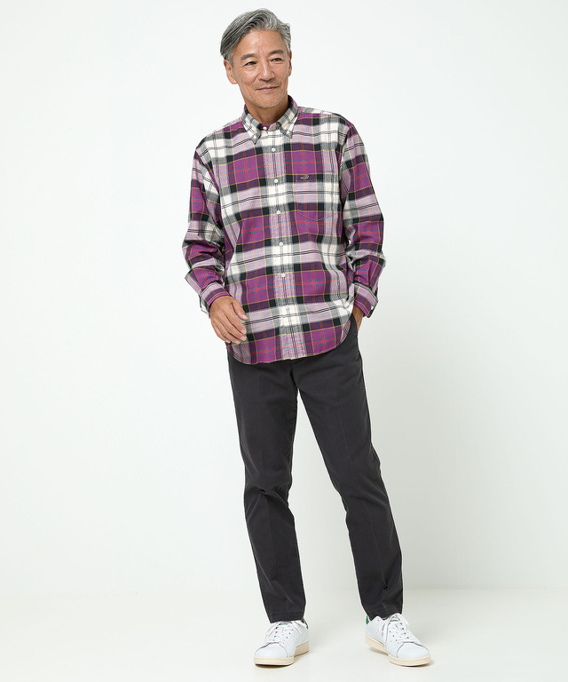 ピケ素材 チェック柄 シャツ