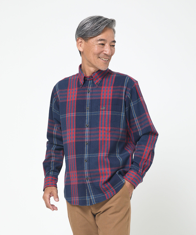 シャギー加工 タータン柄 シャツ