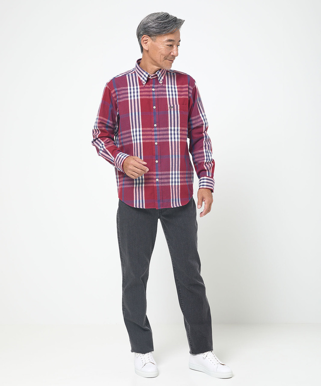 シャギー加工 タータン柄 シャツ