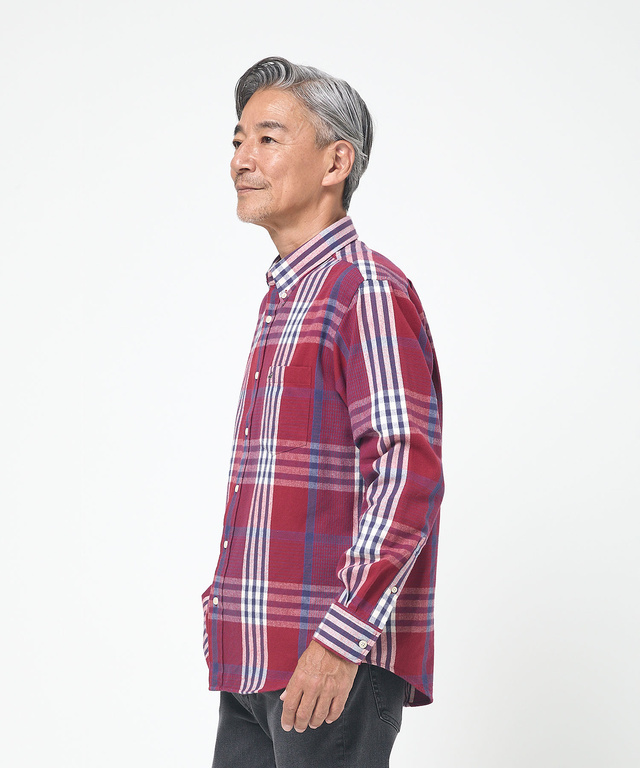 シャギー加工 タータン柄 シャツ