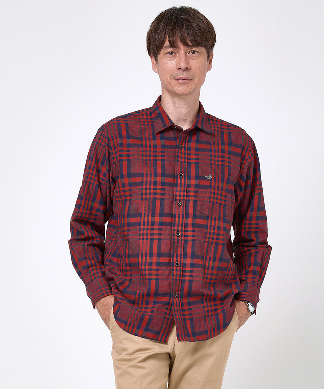 サーモ素材 チェック柄 シャツ