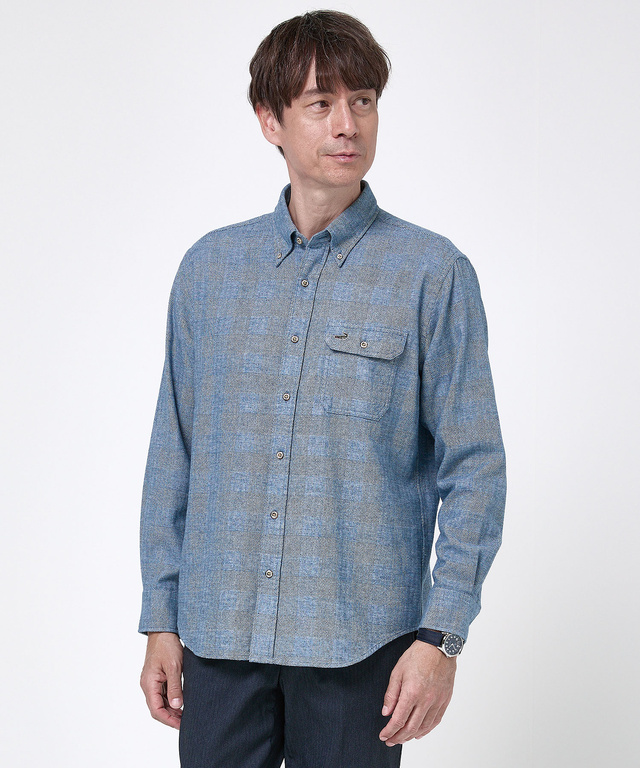 ヘリンボーンチェック ボタンダウン シャツ