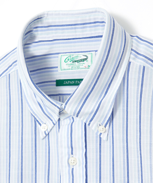 サッカー ストライプ ボタンダウン シャツ 【日本製生地】【接触冷感】