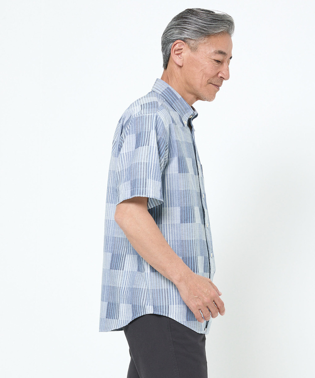 昼夜織り マルチストライプ シャツ【日本製生地】