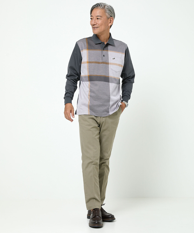 パネルチェック柄 ポロシャツ