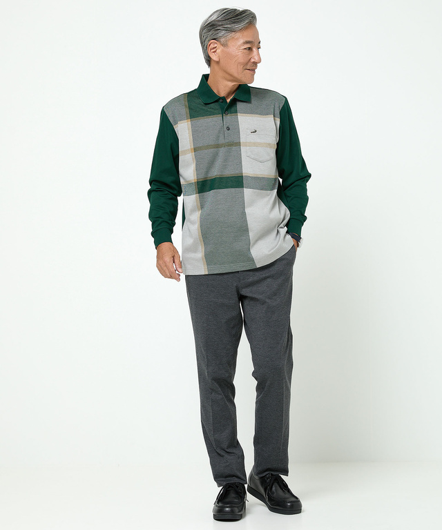 パネルチェック柄 ポロシャツ