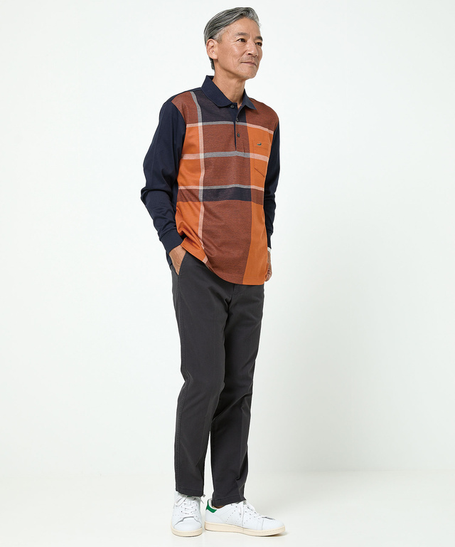 パネルチェック柄 ポロシャツ