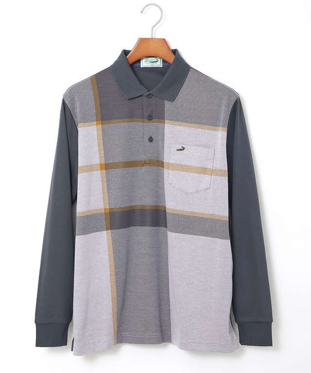 パネルチェック柄 ポロシャツ