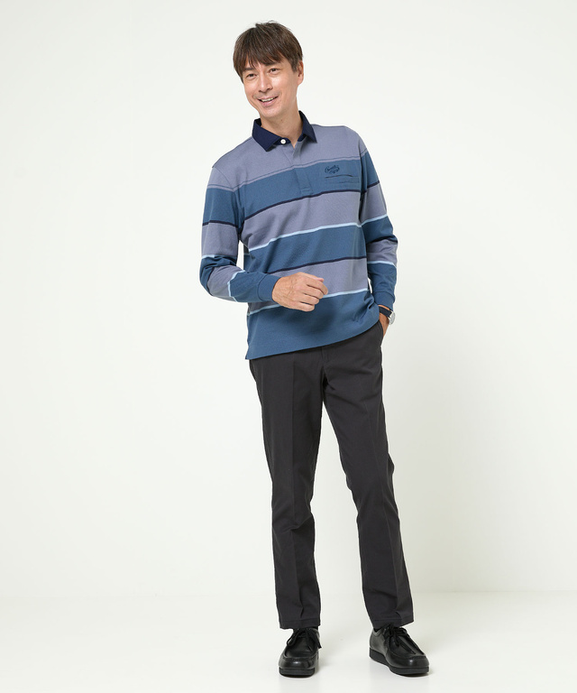 パネルボーダー柄 ポロシャツ