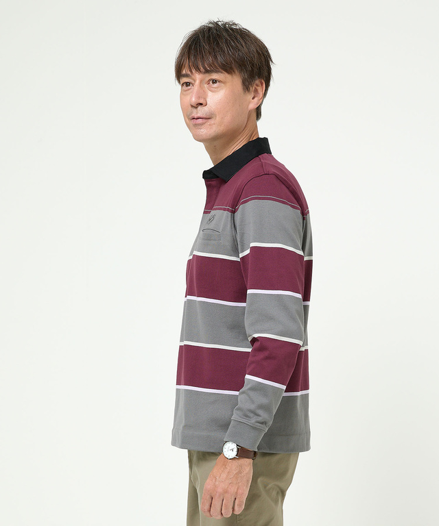 パネルボーダー柄 ポロシャツ