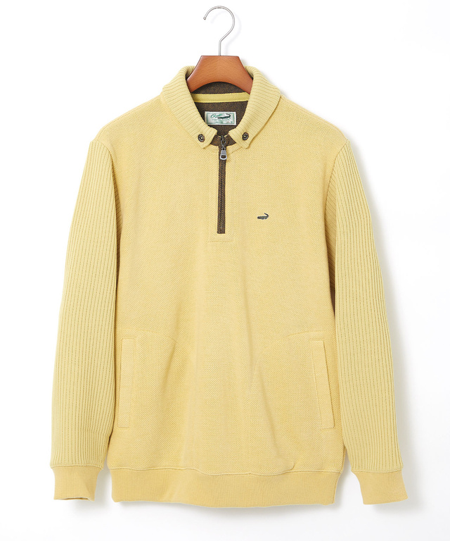 鹿の子 リブ 切り替え トレーナー【日本製生地】