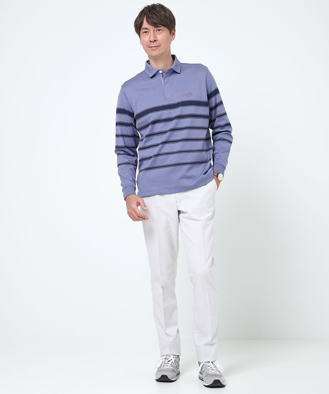 パネルボーダー ジップ ポロシャツ