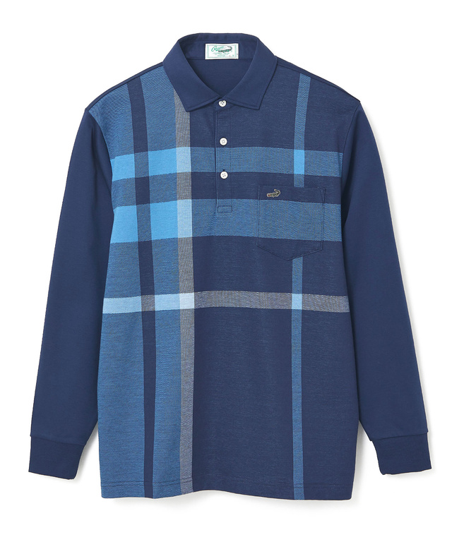 シルケット パネルチェック ポロシャツ