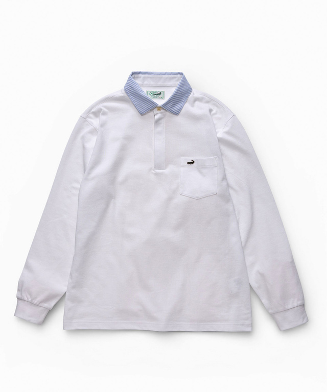 襟配色デザイン ジップ ポロシャツ