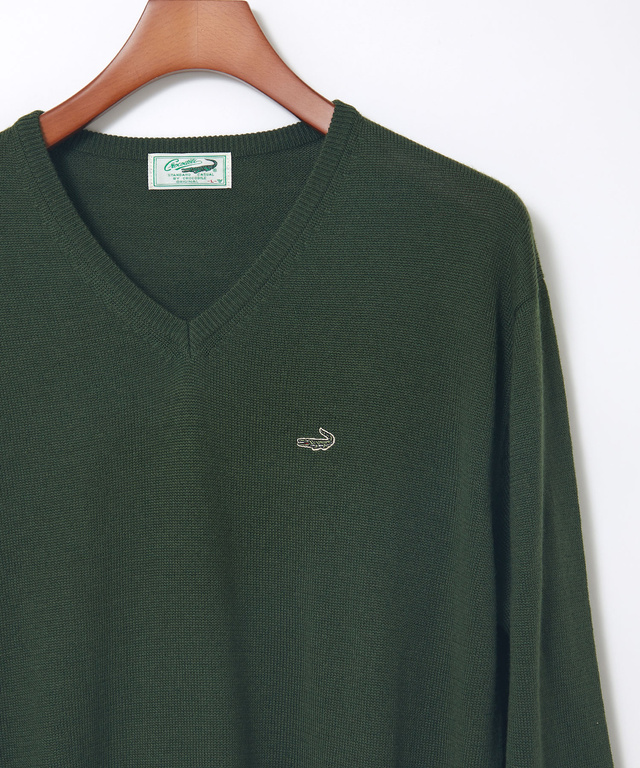 10ゲージVネックセーター【洗濯機洗いOK】