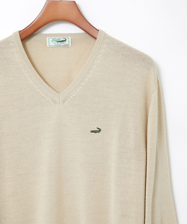 10ゲージVネックセーター【洗濯機洗いOK】