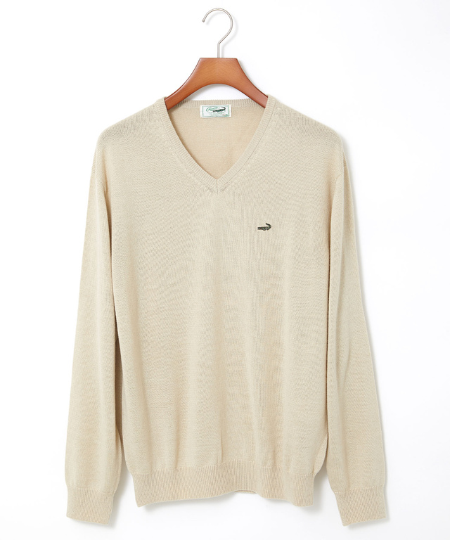 10ゲージVネックセーター【洗濯機洗いOK】