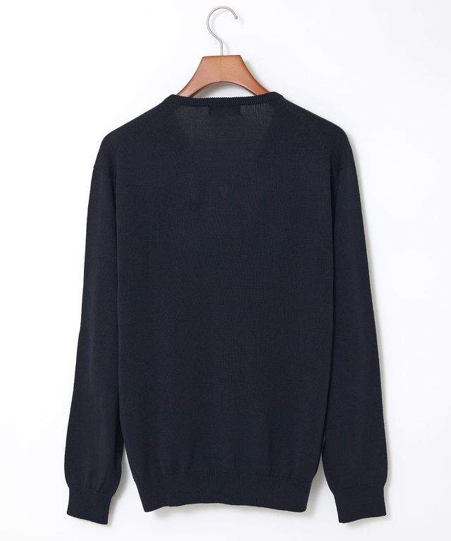 10ゲージVネックセーター【洗濯機洗いOK】