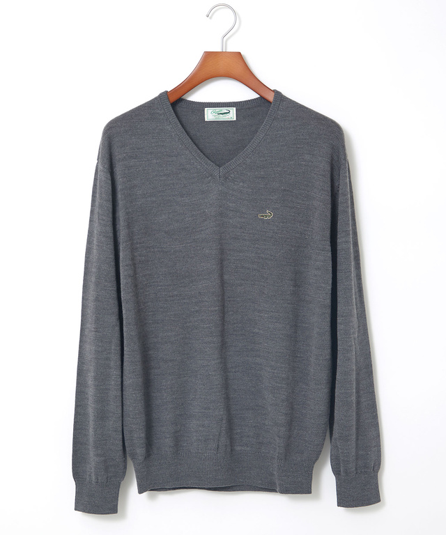 10ゲージVネックセーター【洗濯機洗いOK】