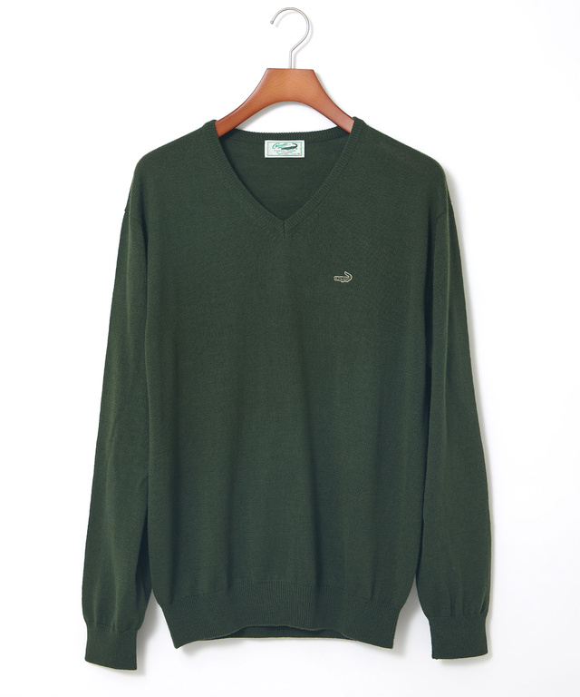 10ゲージVネックセーター【洗濯機洗いOK】