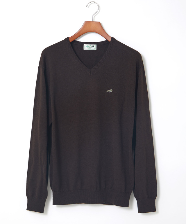 10ゲージVネックセーター【洗濯機洗いOK】