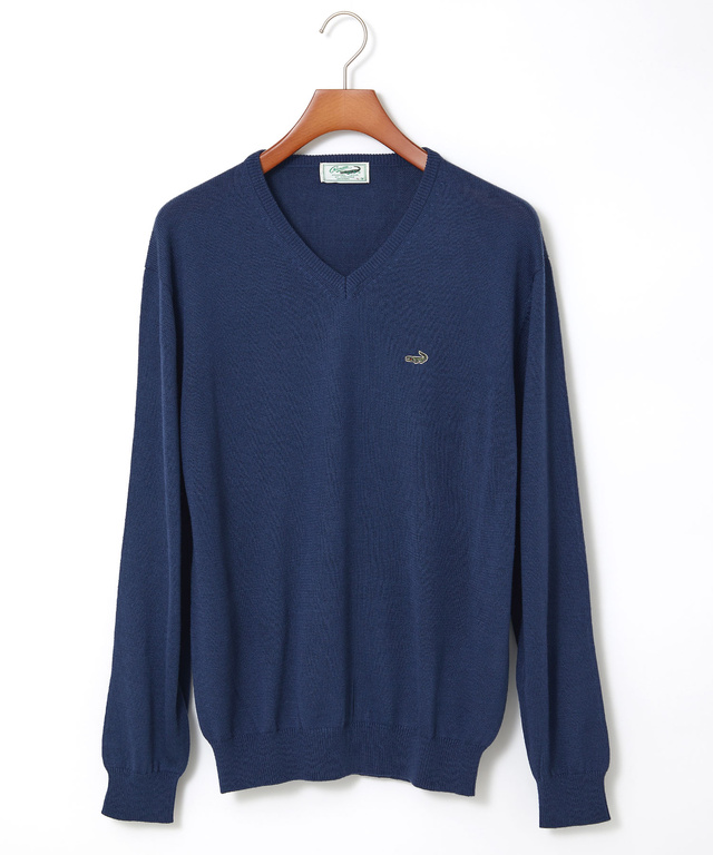 10ゲージVネックセーター【洗濯機洗いOK】